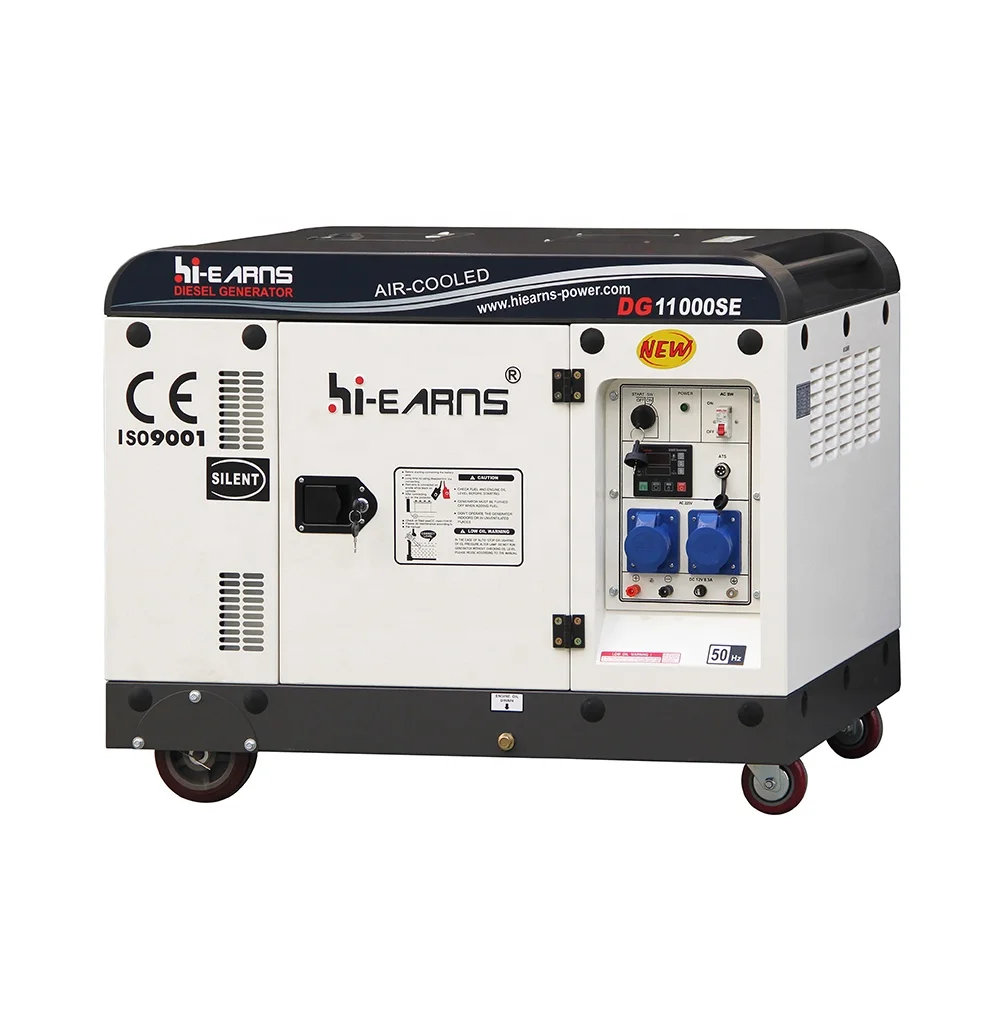 Chinese brand hiearns Silent type 8KW die·sel  generator with 198 die·sel engine