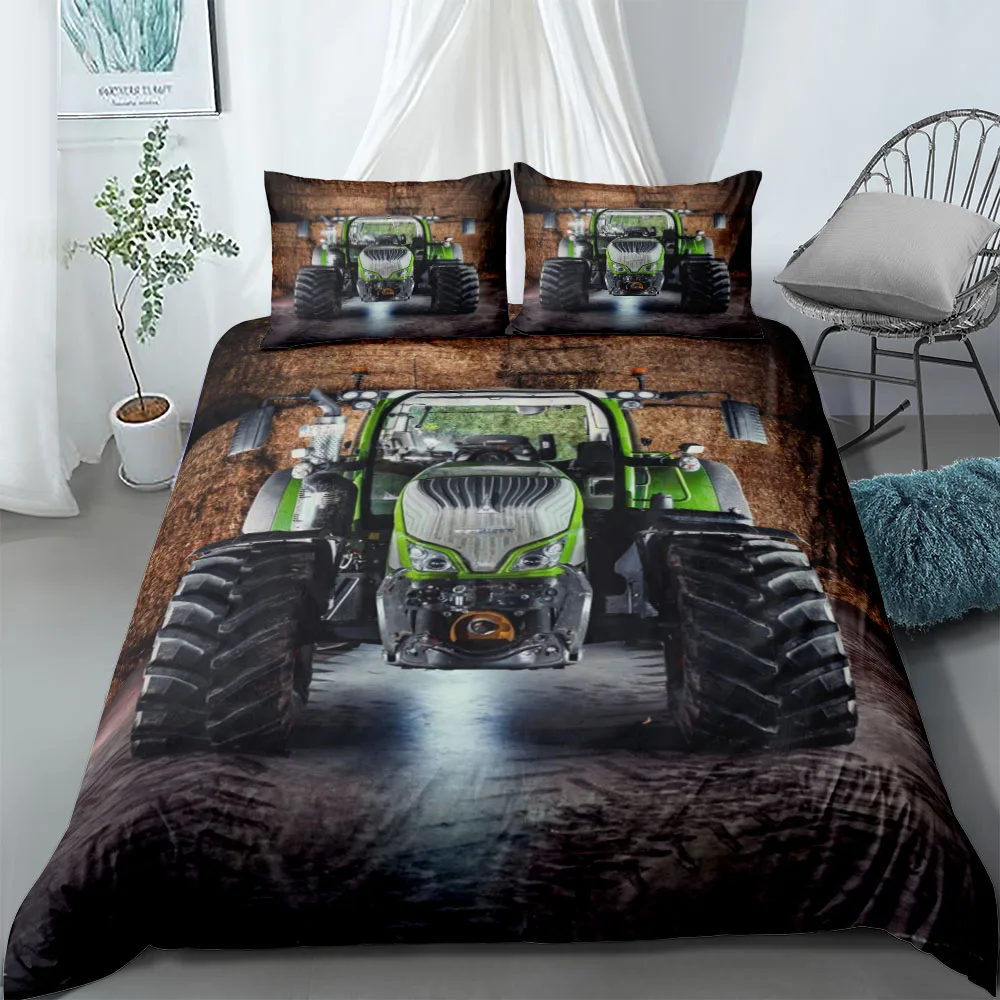 Tractor Duvet Cover Set King Queen Double Full Twin Single Size Boys Bed Linen Set