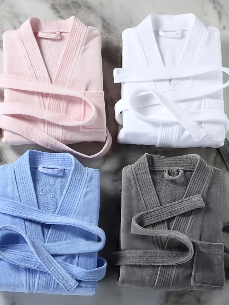 

Халат для отеля, 100% хлопок, махровый матовый, тяжелый вес, впитывающий вафельный халат-кимоно для спа-курорта, новый дизайн для ношения