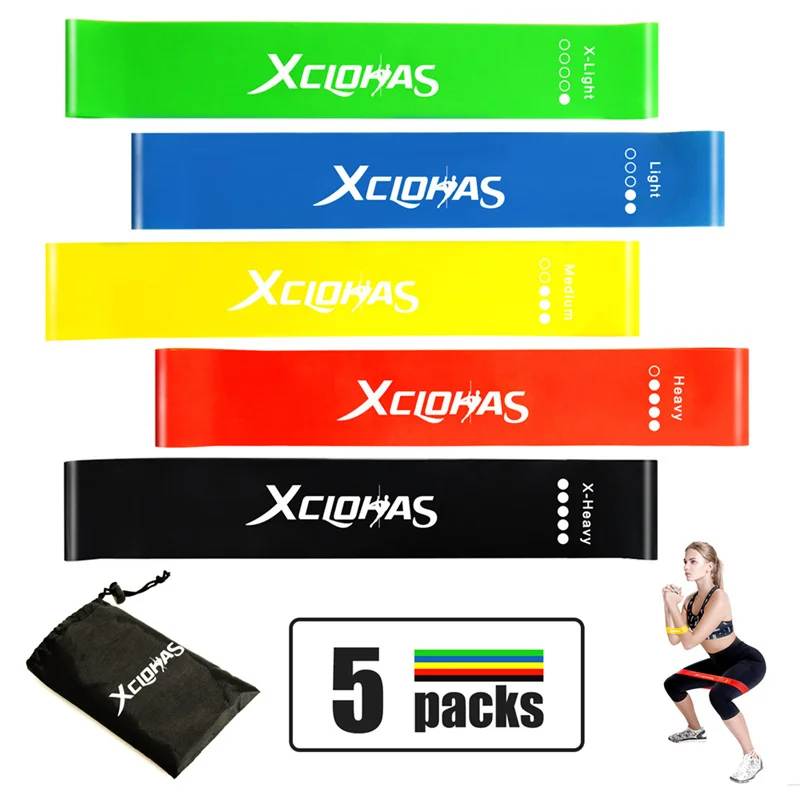 Resistance Loop Bands Set for Strength Training, Overall Body Workout Bands, 12 inch Latex 4/5pcs / set