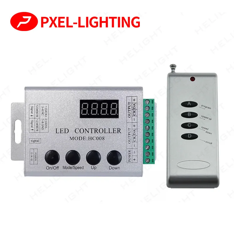 

HC008 Programmable Controller, 133 Effect Mode RGB Controller RF Control 2048 LED Pixel Controller For WS2811 WS2812