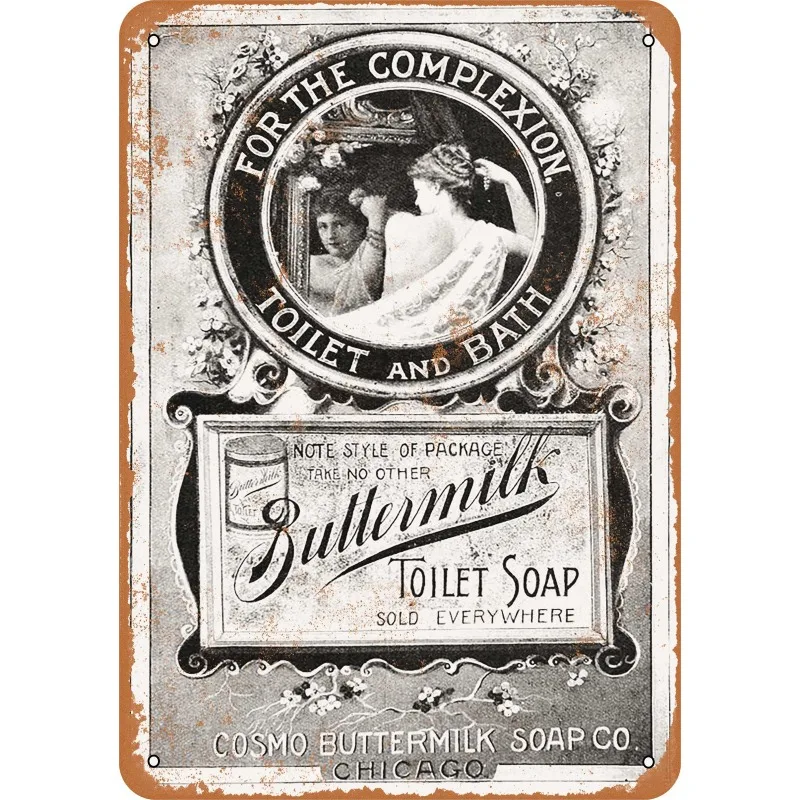 Metallschild 1895 Buttermilk Toilet Soap Vintage
