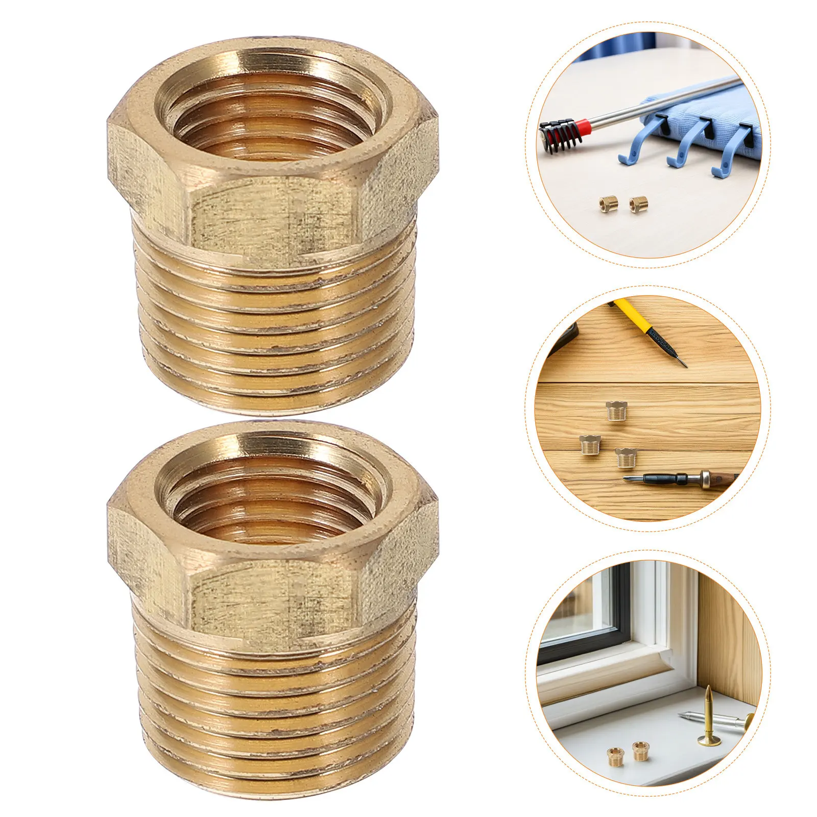 9Pcs Brass Npt Pipe Reducer Hex Bushing Male to Female Threaded Plumbing Gas Hydraulic Pipe Fitting Adapter Reducer