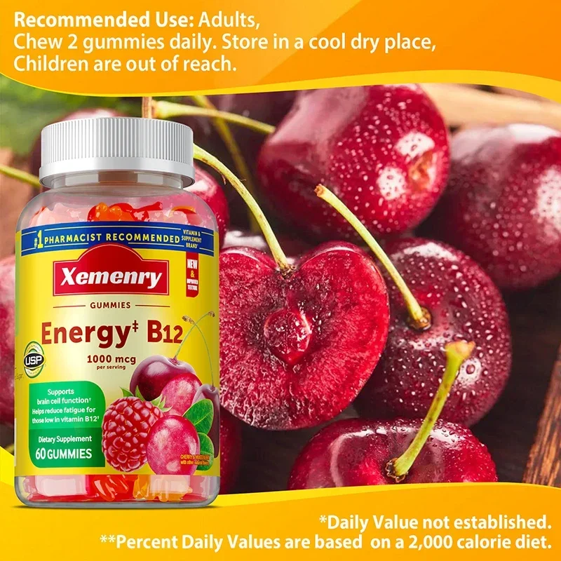 Vitamin B12 Gummies - It Helps Maintain Energy, Boosts Metabolism, and Supports Bones and The Immune System