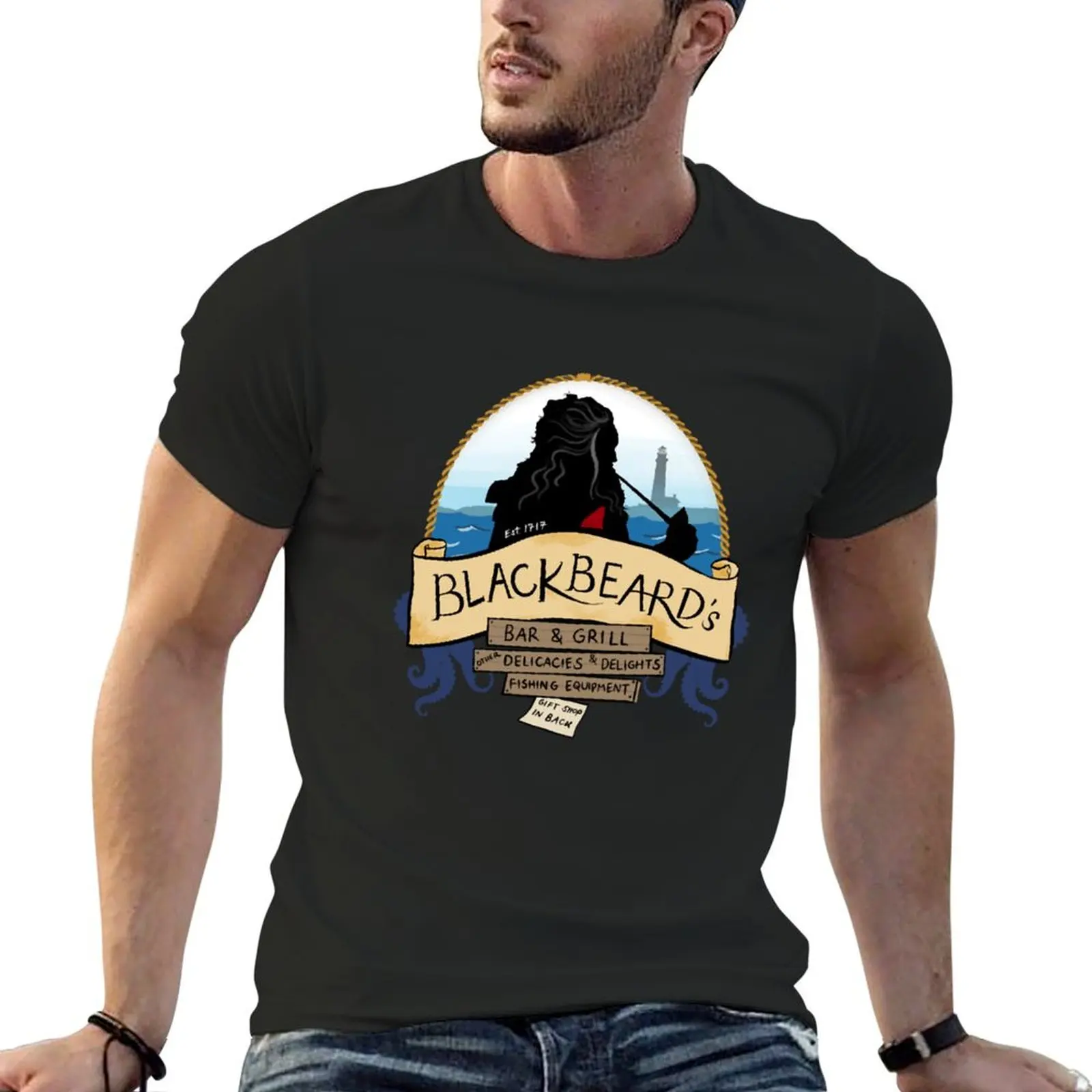 

Blackbeard's Bar and Grill T-Shirt man clothes vintage anime shirt cute tops graphic tees men