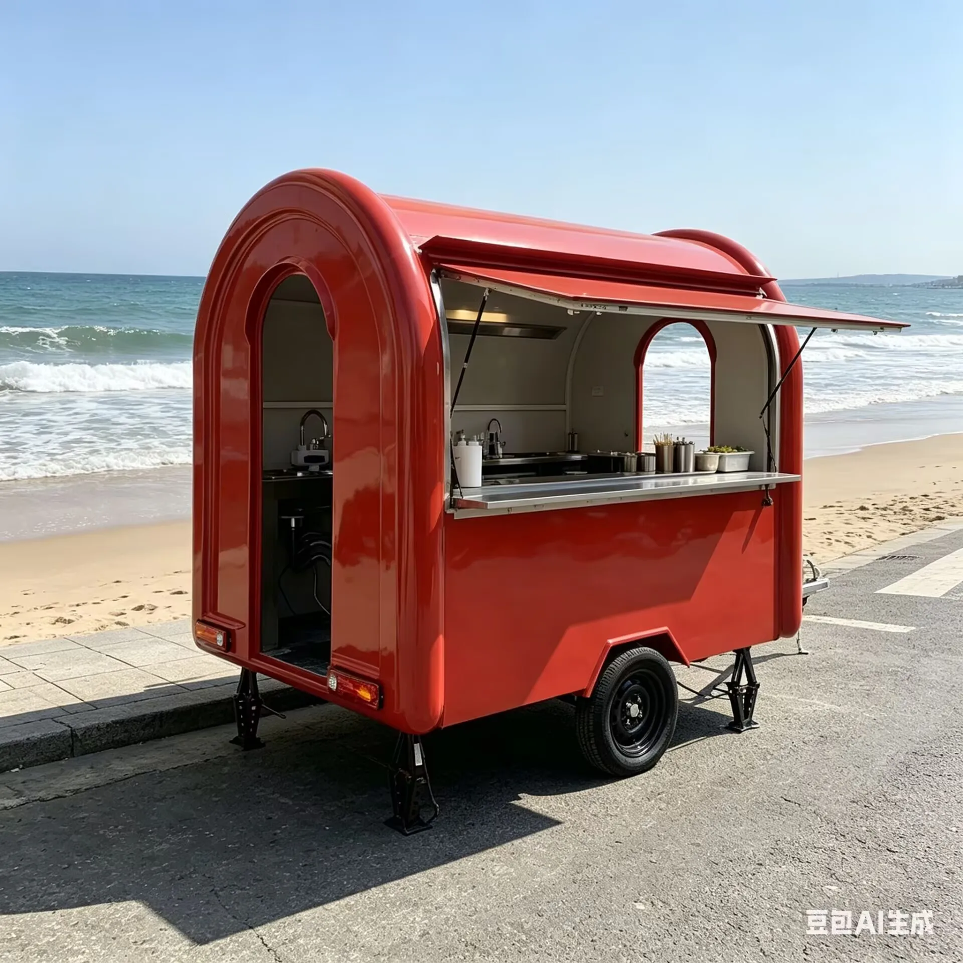 2025 New Popular Cute Mobile Electric Trailer Water Bar Ice Cream Bus Snack Food Truck Truck