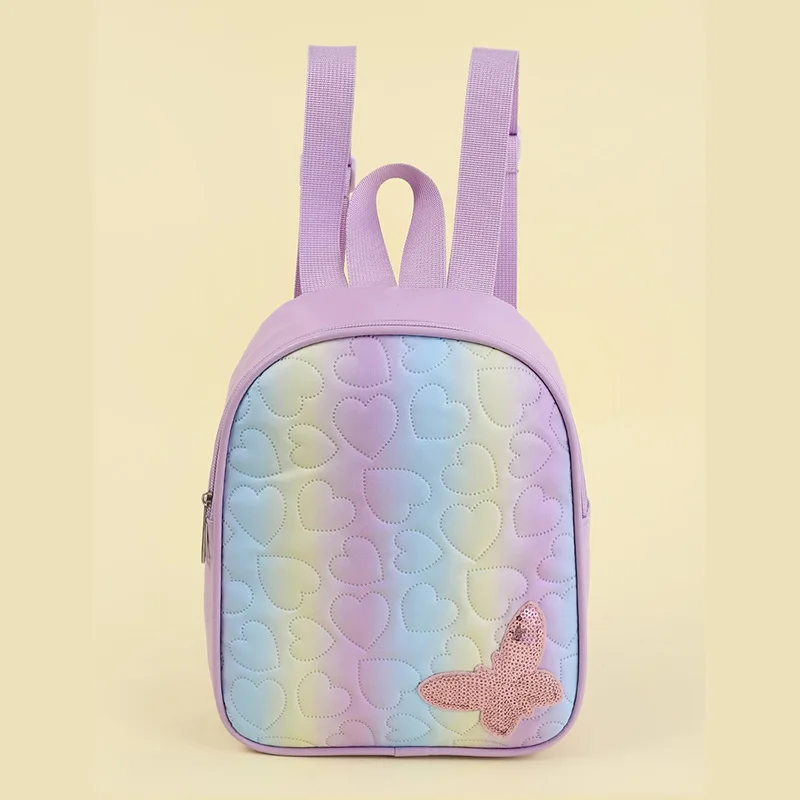 

Polyester lightweight student schoolbag, cute butterfly contrasting color heart patchwork, cute backpack for girls