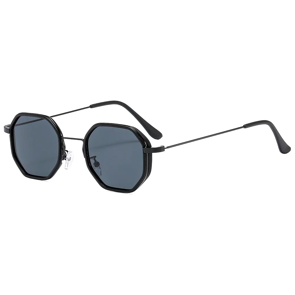 Sunglasses Retro Octagonal Double Layer Metal Frame Thin Temple Eyewear Unisex Minimalist Fashion Daily Decor Accessory