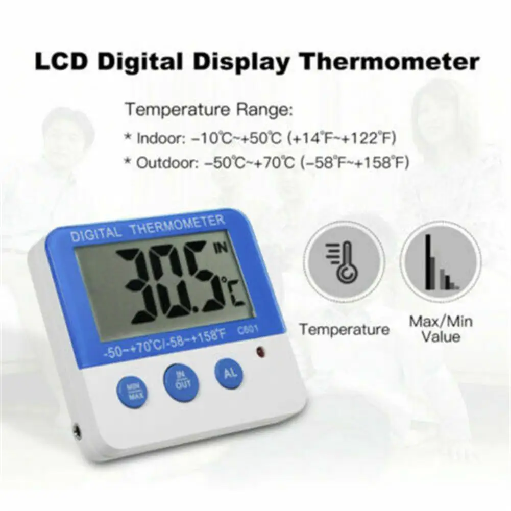 

Led Fridge Freezer Digital Thermometers ℃/℉ Temperature Humidity Meter With Led Indicator Alarm Function Home Accessories