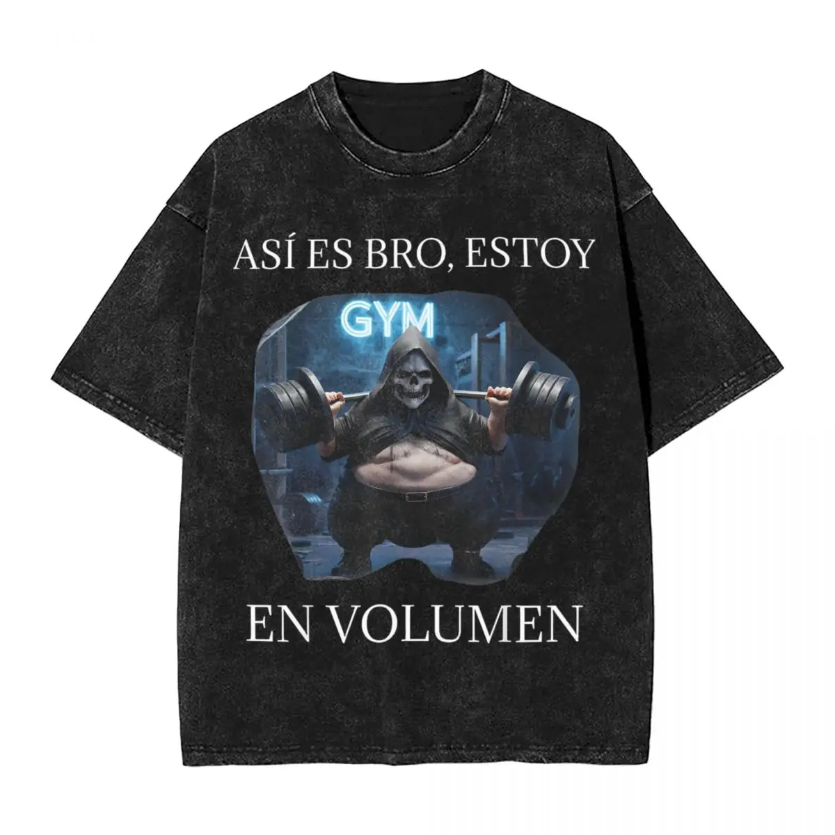 Streetwear Washed T Shirt Asi Es Bro Estoy En Volumen Calacas Chidas Gym T-Shirts Cool Tshirt for Men Summer Y2K Casual Clothes