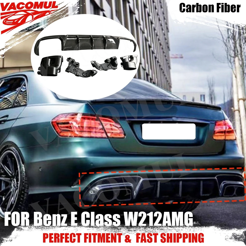 

VACOMUL для Mercedes Benz W212 E260 E300 E400 E63 AMG 2014-2016 автомобильный задний бампер из углеродного волокна, диффузор с наконечниками выхлопных газов