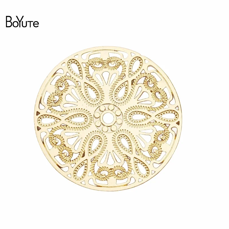 

BoYuTe (50 Pieces/Lot) 28MM Metal Brass Filigree Flower Sheet Materials Handmade Diy Jewelry Accessories