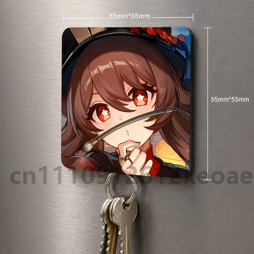 Genshin Impact Hu Tao Cartoon Refrigerator Magnet PVC Fridge Sticker for Kitchen Home Decor Souvenir