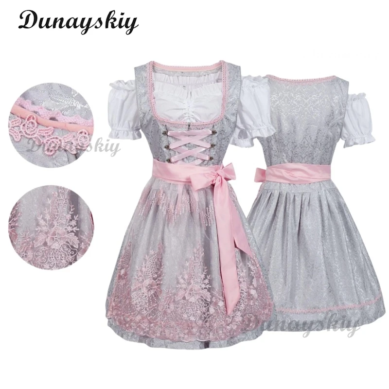 

Munich Oktoberfest Costume 2024 Fashion Lace High Waisted Dress For Women Maid Dress Oktoberfest with Apron Cosplay Clothing
