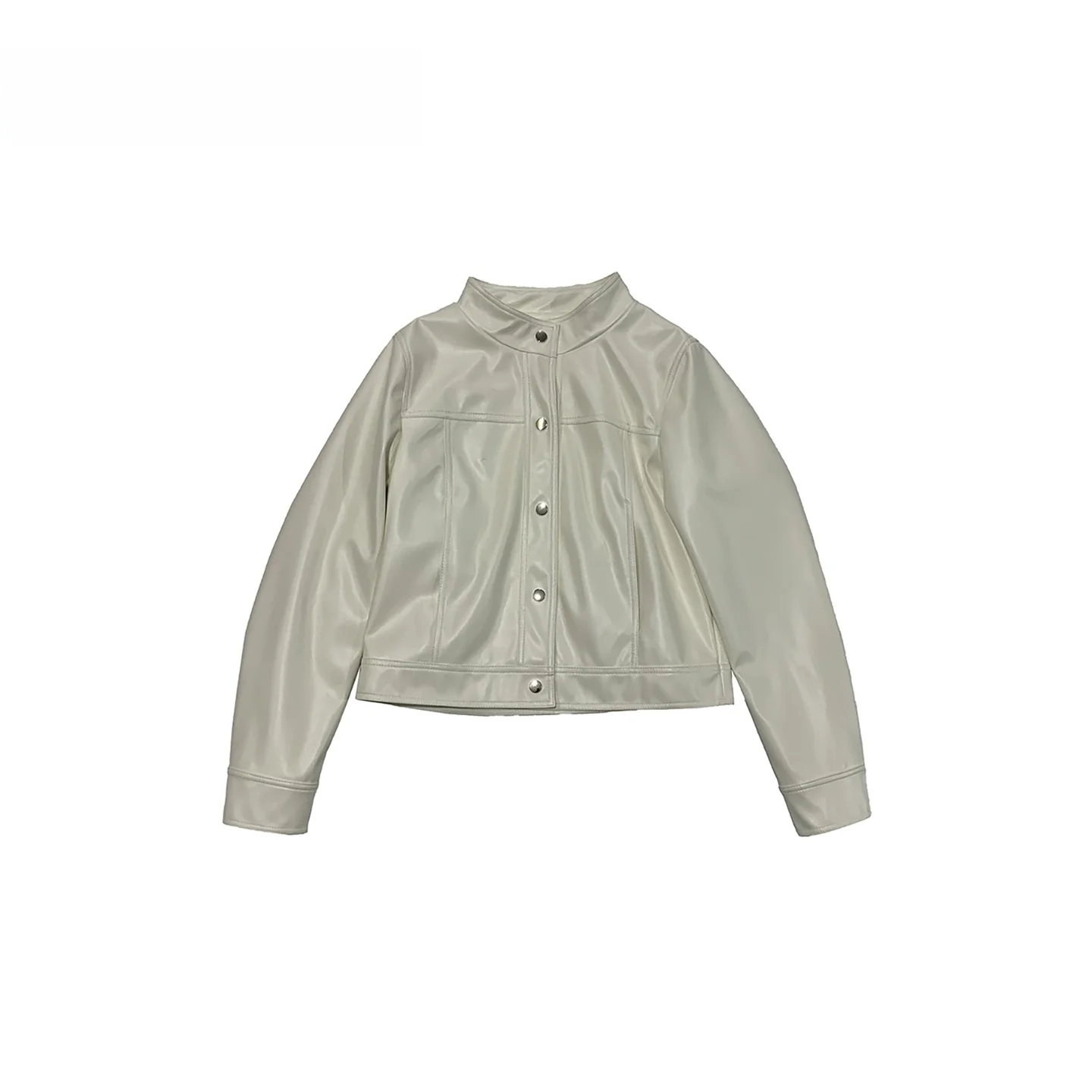 ネラッズーリ レディース スタンドカラー スリムフィット ホワイト PUレザー ジャケット ハイエンドセンセーション ファッショナブルなスモールサイズ レザーコート