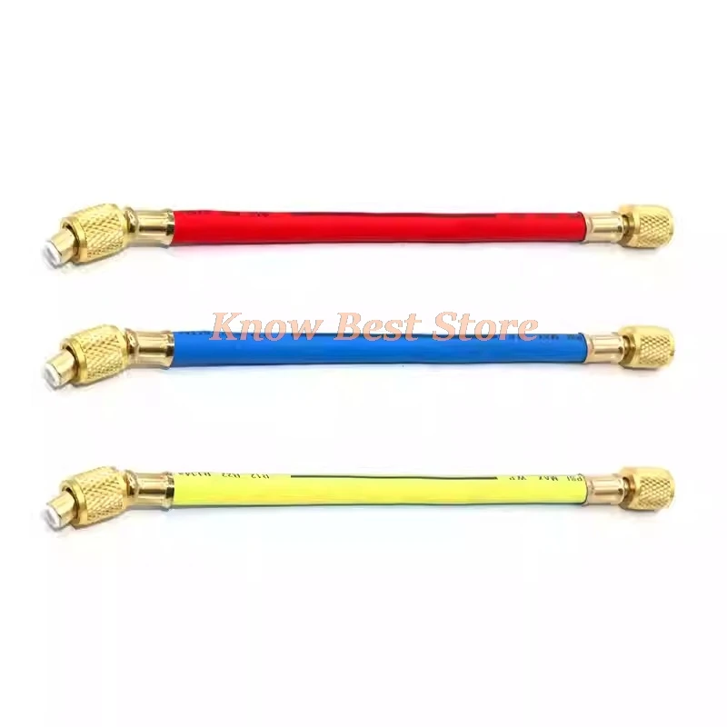 1/4 SAE Three Color Short Tube Car AC Airconditioning Tube Refrigerant Charging Hose Fluoride Tube