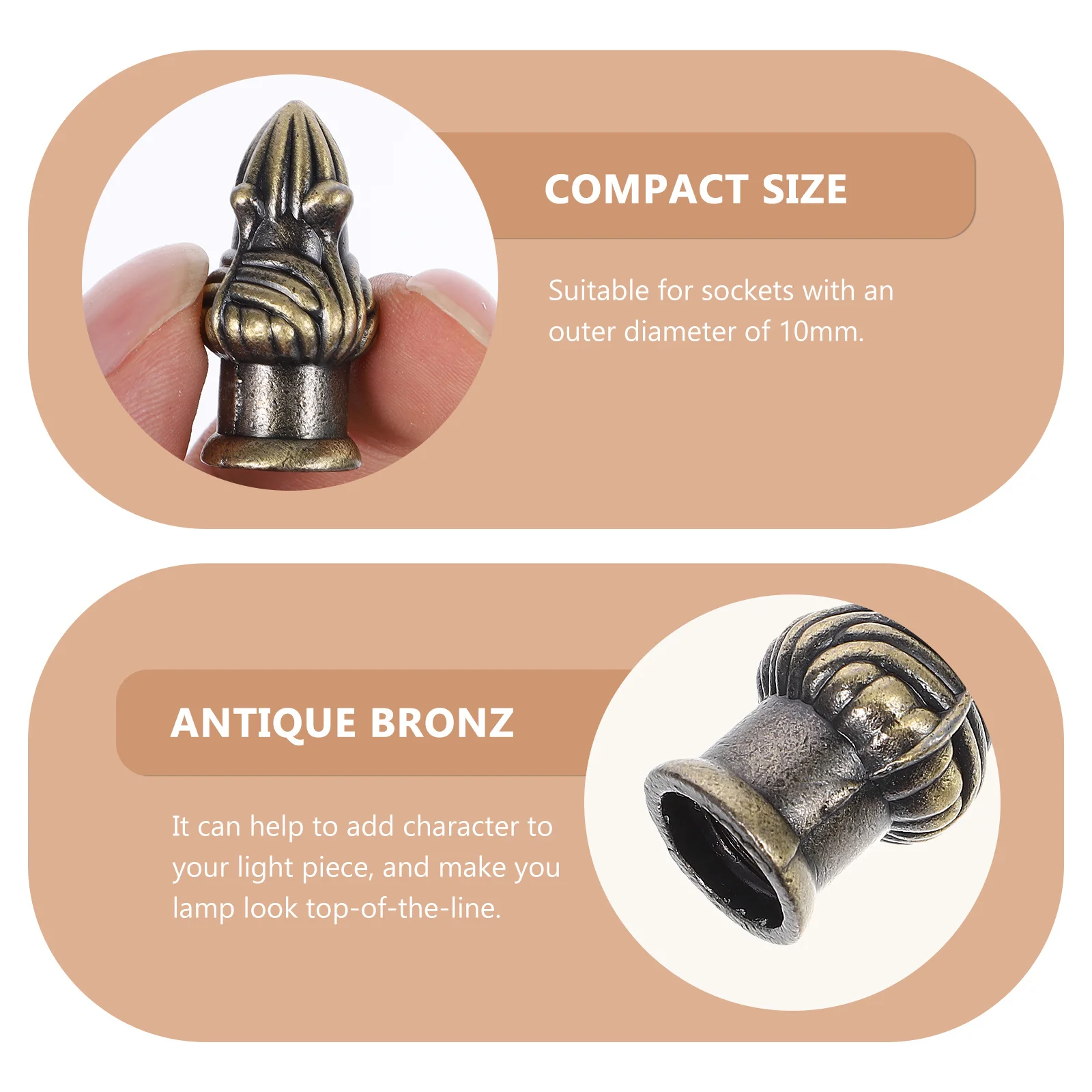 

6Pcs Retro Lamp Finials Bronze Decorative Lamp Shade Caps for Standard Desk Floor Lamps Lampshade Finial Decor