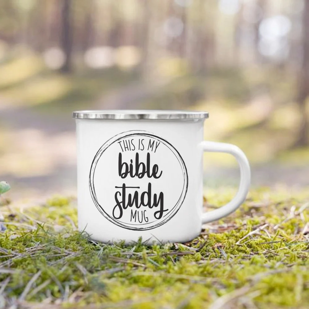 This Is My Bible Reading Mug Printed Enamel Mugs Christian Creative Coffee Cups Drinks Dessert Breakfast Milk Handle Cup Gifts