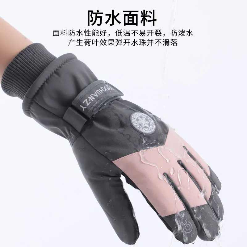 Wholesale Winter Ski Gloves Fleece-lined Thick Waterproof Gloves Outdoor Biking Mountain Climbing Non-Slip Gloves Warm Gloves