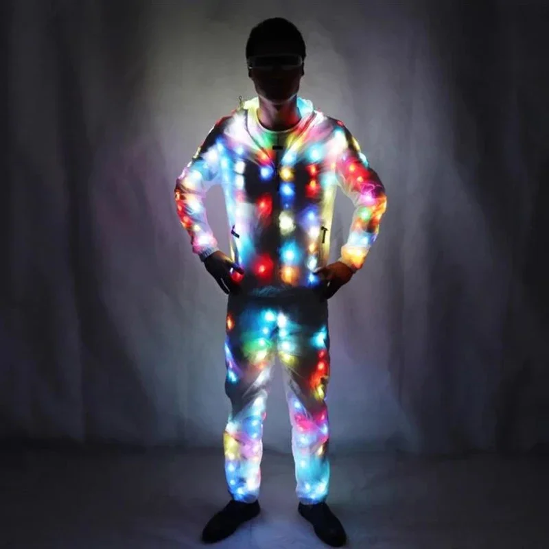 Pantalones con luz iluminadora, ropa impermeable creativa, pantalones con luces LED para bailar, ropa de fiesta de Navidad, disfraz luminoso