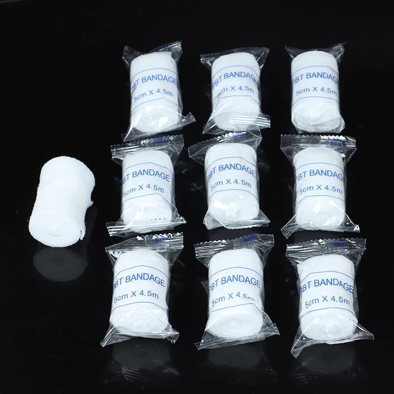 10 Rolls PBT Elastic Bandage 5cmx4.5M Stretch Gauze Wrap for First Aid Sports Support  Dressing Wound Care