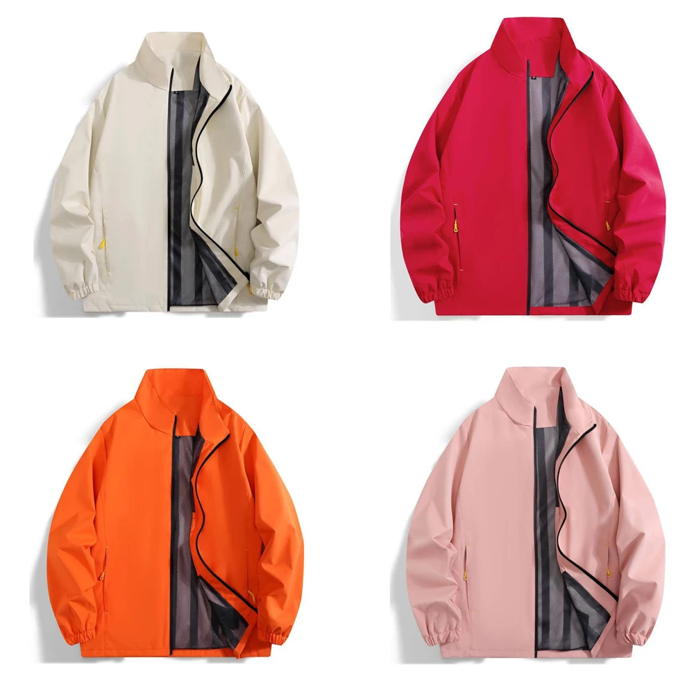 Premium Unisex Windbreaker Jacket - All-Season Outdoor Windproof Work Uniform with Classic Solid Color Design