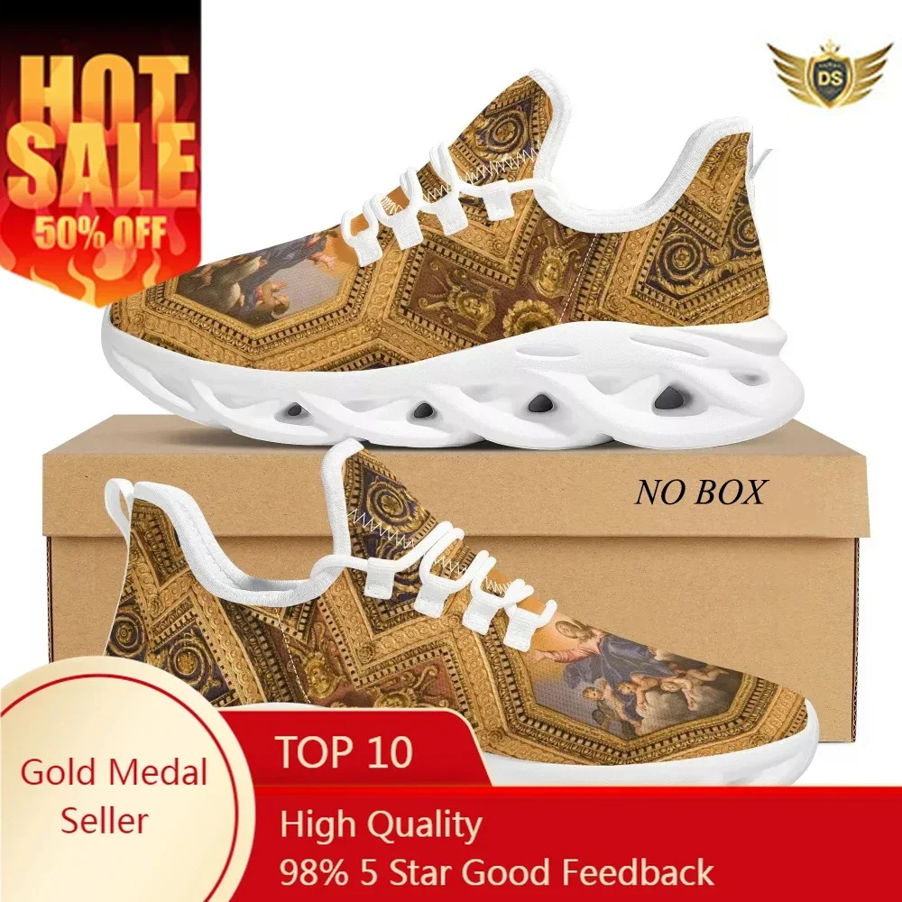 Oil Painting Pattern Women's Vulcanized Shoes  Fashion Running Sneaker Lace-up Footwear Mujer Dropship