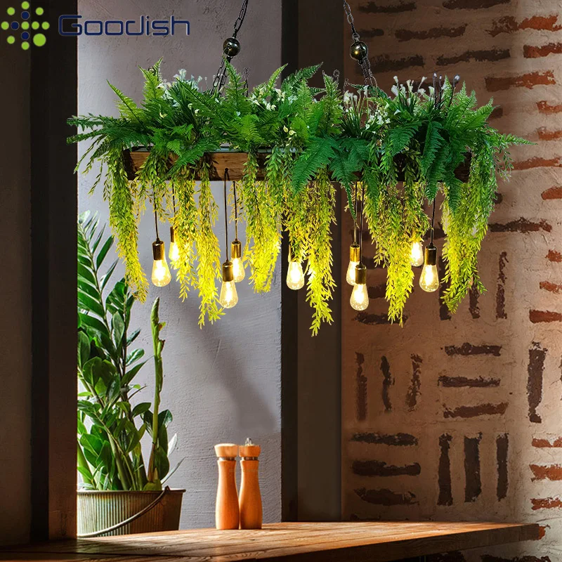 Piante verdi Lampade a sospensione a LED Lampada creativa moderna per ristorante Bancone bar Cucina Soggiorno Sala da pranzo Decorazione domestica Lampadario