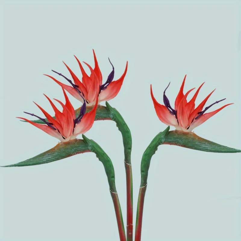 3pcs Kunstmatige Paradijsvogel Bloemen Rubber Strelitzia 24.5 ''Lange Steel Bloem Geschikt Voor DIY Home Party Thema decor