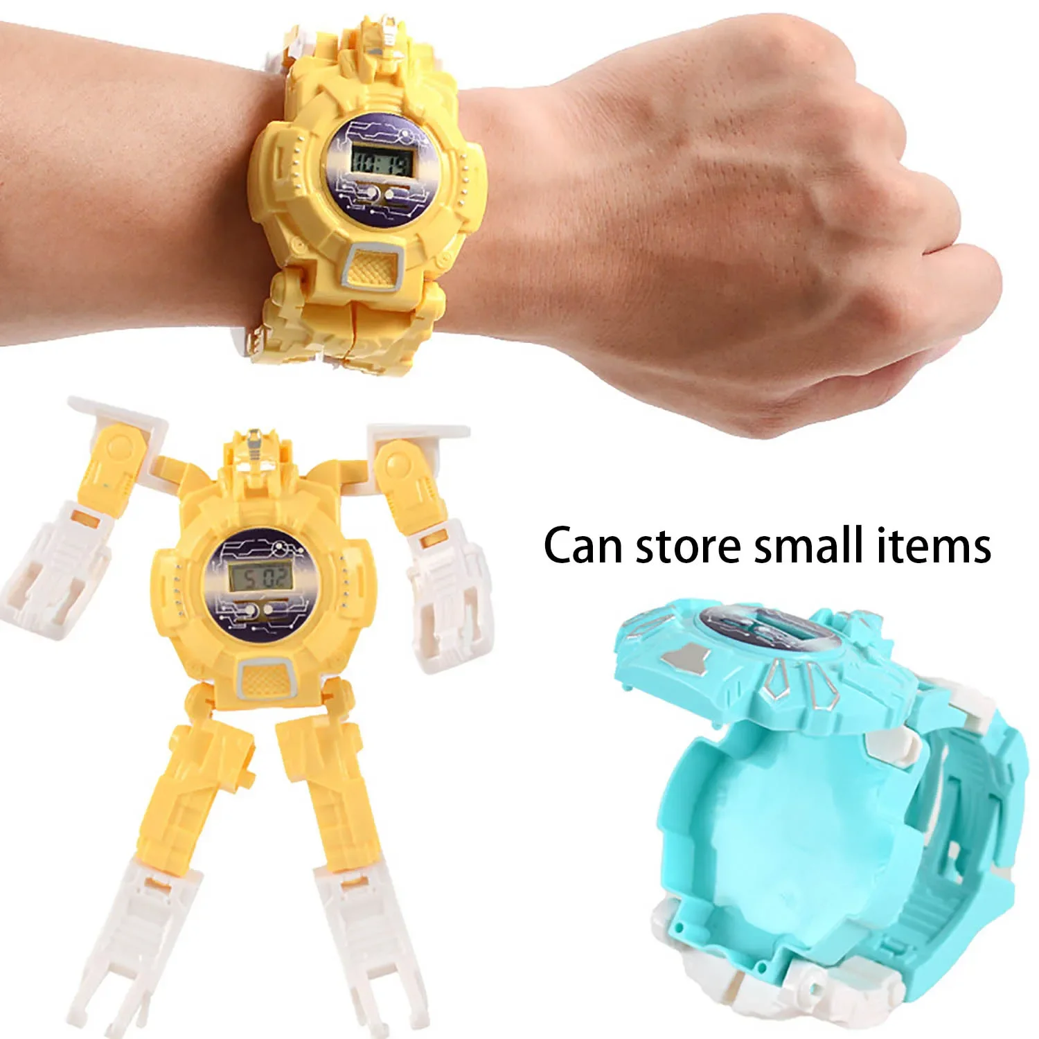 Cartoon children\'s cool watch surprise toy, funny and creative watch transformation robot electronic watch