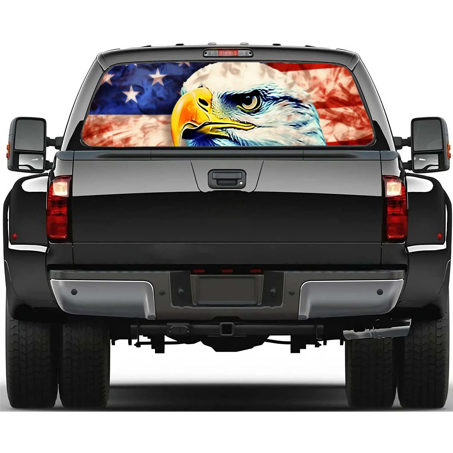 

USA Eagle National Flag Graphic Car Rear Windshield Sticker Truck Rear Window See Through Perforated Back Window Vinyl Decal