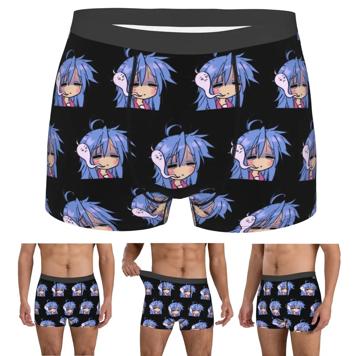 

Boxer Underpants Shorts Dead Tired Izumi Konata Lucky Star Panties Male Comfortable Underwear for Homme Man Boyfriend Gifts