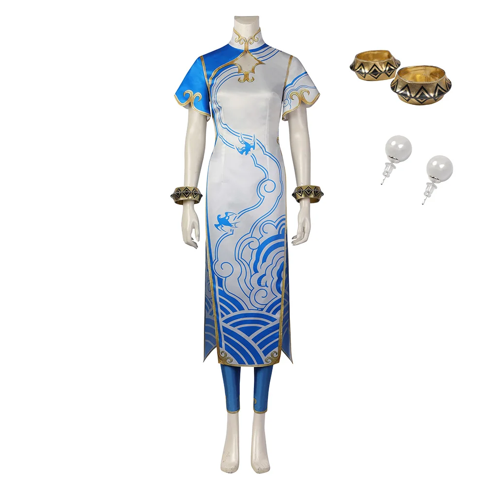 Fantasia Chun Li Cosplay Costume Game SF Women Dress Halloween Carnival Party Suit