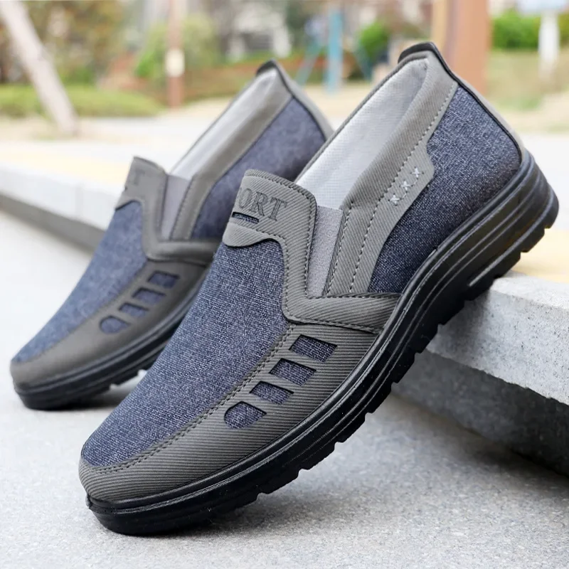 Spring and Autumn Men's Polyurethane Cloth Shoes Breathable and Wear-resistant Lightweight One-pedal Casual Shoes