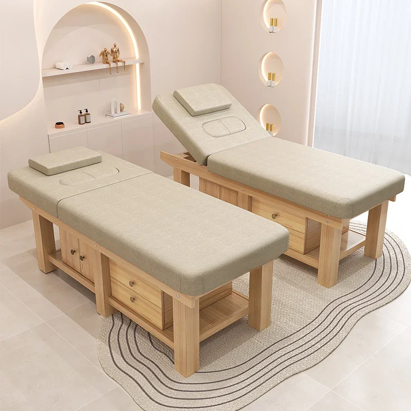 Cama plegable de masaje para salón de belleza, colchones de belleza, sofá de madera para tatuaje de pestañas, Cama de cuerpo completo, muebles de belleza LJ50MB