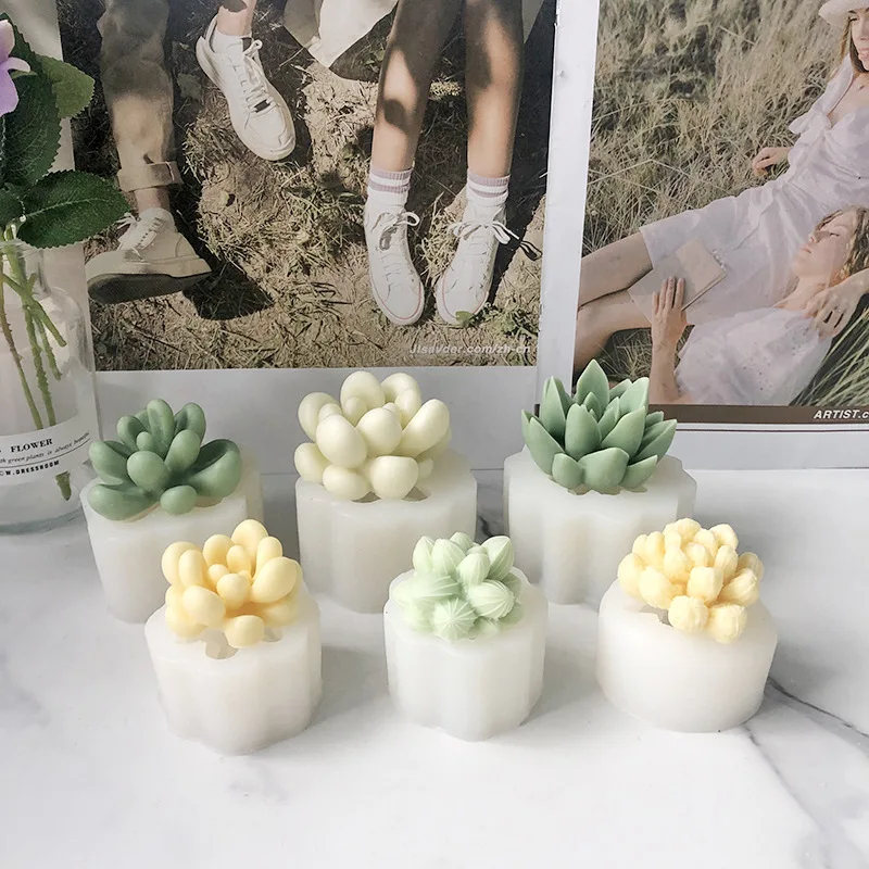 3D Succulent Candle Silicone Mold DIY Aromatherapy Succulent Mold Handmade Plaster Mold