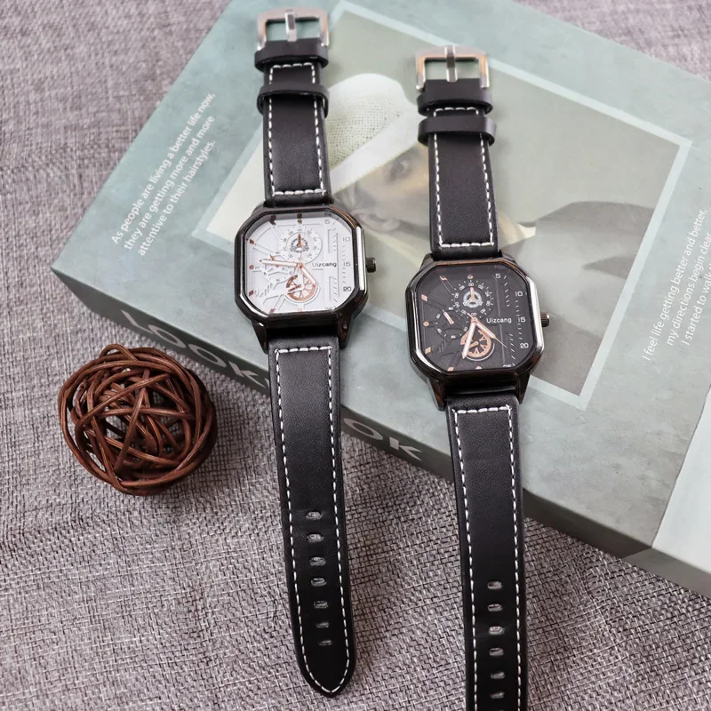 Brand Men Sport Watches Luxury Student Square Quartz Watch Big Deal Leather Strap Wristwatch for Women Gift Clock Dropshipping