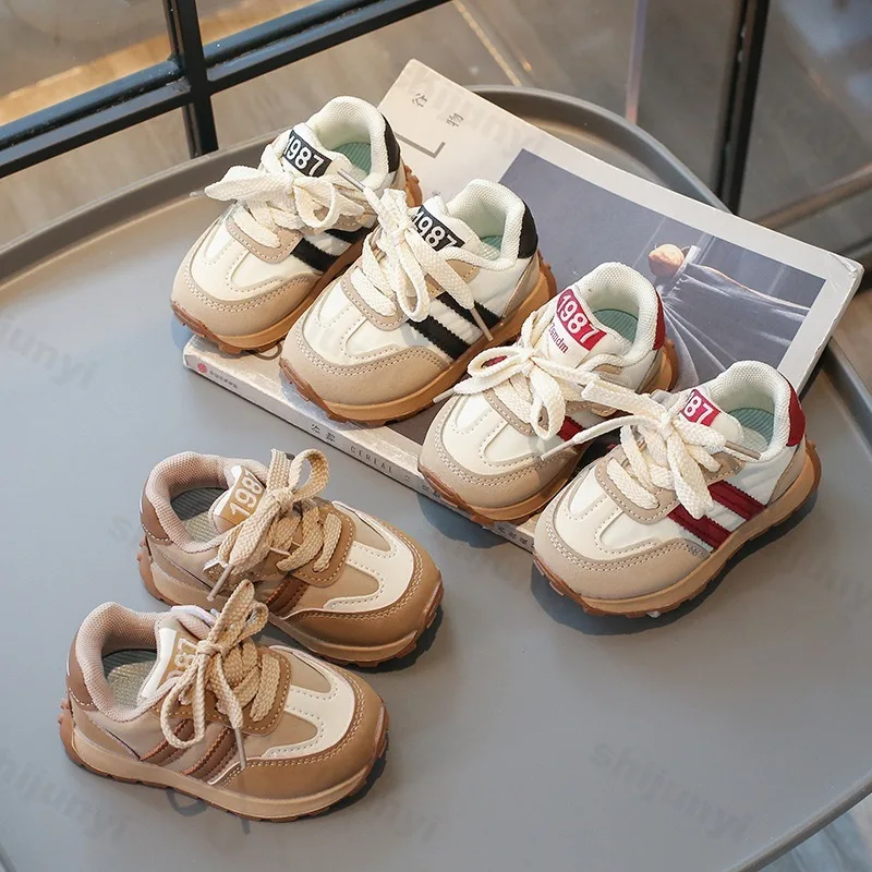 Children's Toddler Casual Shoes Soft Sole New Fashion Boys Girls Running Shoes Kids Flat Shoes Non-slip Toes Capped Sneakers