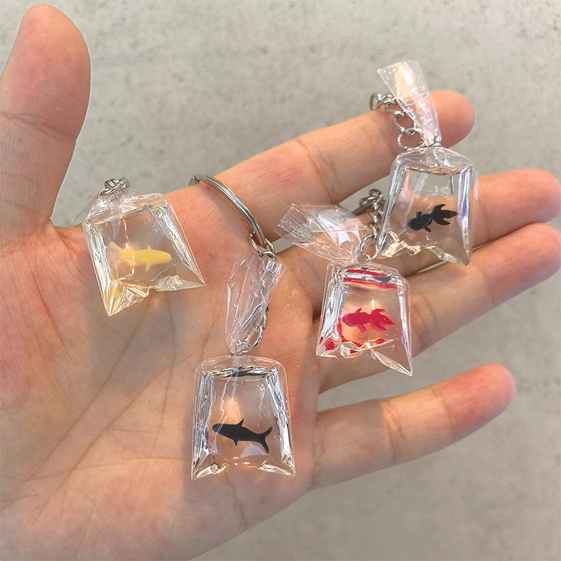 Creative Simulation Goldfish Carp Keychain Personalized Transparent Fish Keychain Pendant Exquisite Backpack Decoration Gifts