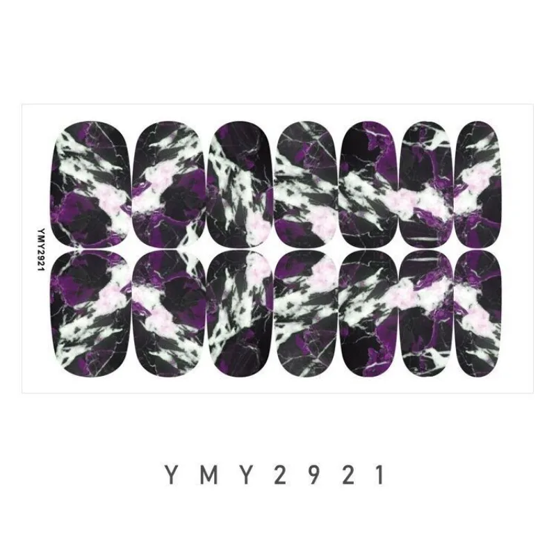 14 stickers/vel nieuwe groene gemarmerde nail art stickers volledige dekking waterdichte blauwe nagelstickers voor nail art decoraties