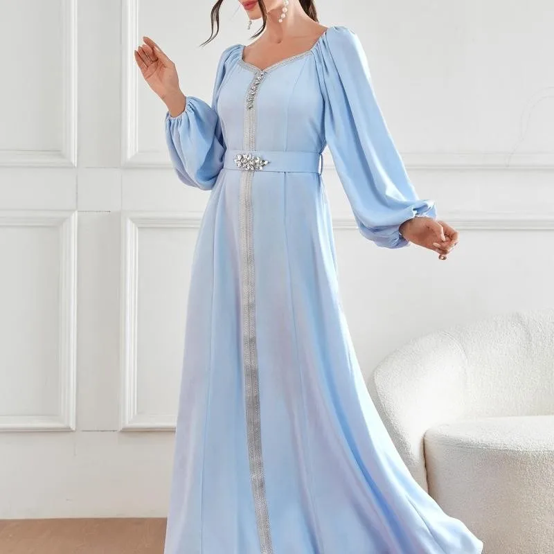Oem Dubai Arab Middle East Islamic Clothes Women Muslim Elegant High-waist Dress Robe Women Modest Abaya Muslim Dress for Ladies