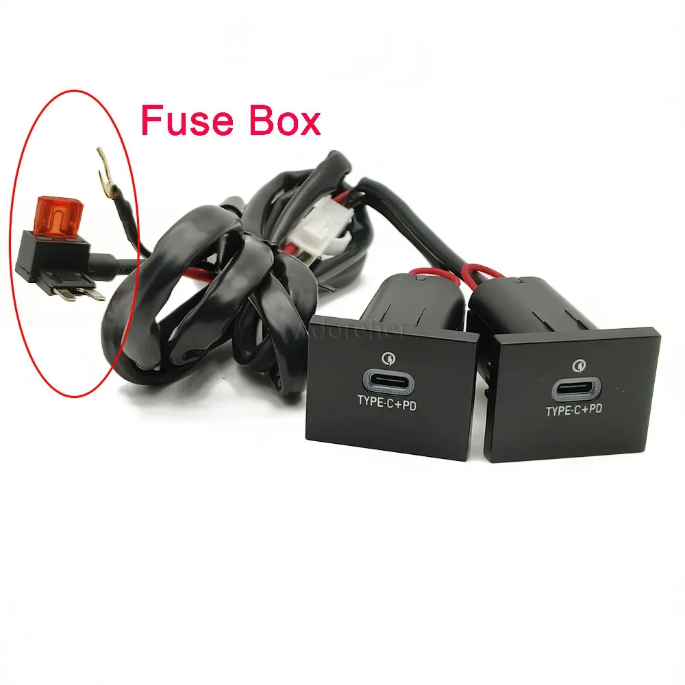 12V/24V Car Quick Charger Dual Type C PD Fast Phone Charging Socket interface Power fuse box Adapter Fit For Ford Focus