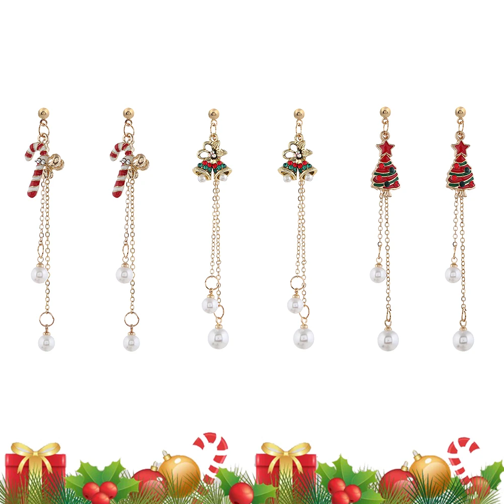 

Christmas Earrings 3 Pair Creative Party Accessories Stylish Jewelry naments Popular Design Long Wear Match Christmas Costume