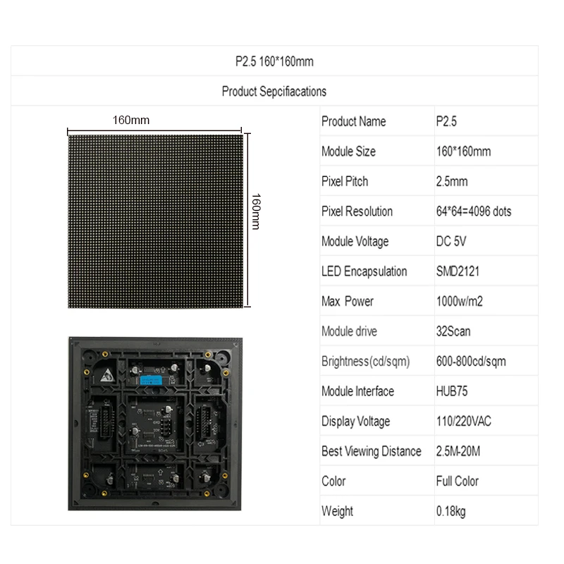 Panel de borde biselado para interiores, módulo de pantalla de visualización a todo Color, LED HD, P2.5, para pared de TV, 45 grados