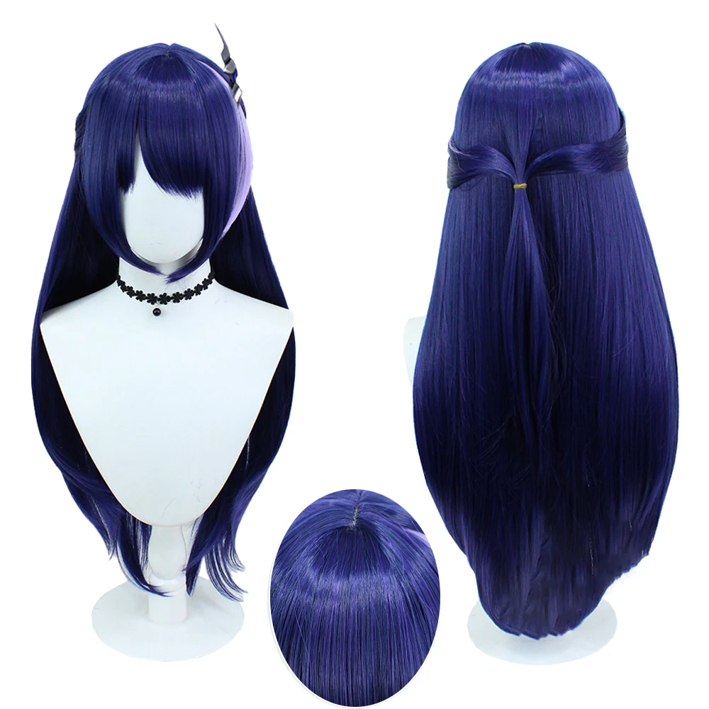 لعبة الرسوم المتحركة عالية الجودة Honkai: Star Rail ‌   أشرون ‌ ‌   شعر مستعار صناعي كوسبلاي مقاس 32 بوصة باللون الأزرق والأرجواني، شعر مستعار يومي للهالوين