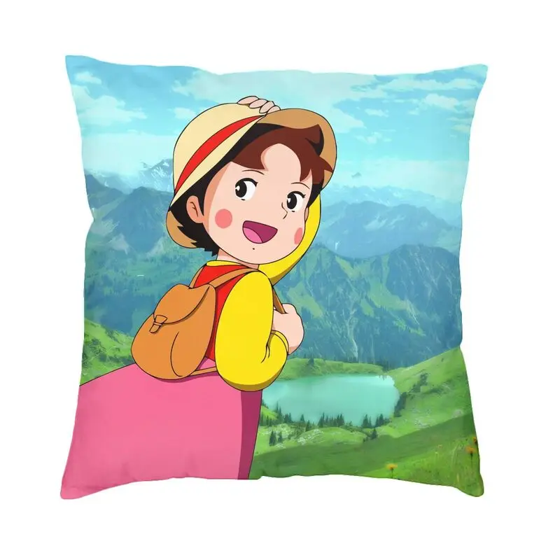 Alps Mountain Girl Happy Heidi Cushion Cover 45x45cm Decoration 3D Printing Throw Pillow Case for Sofa Double-sided