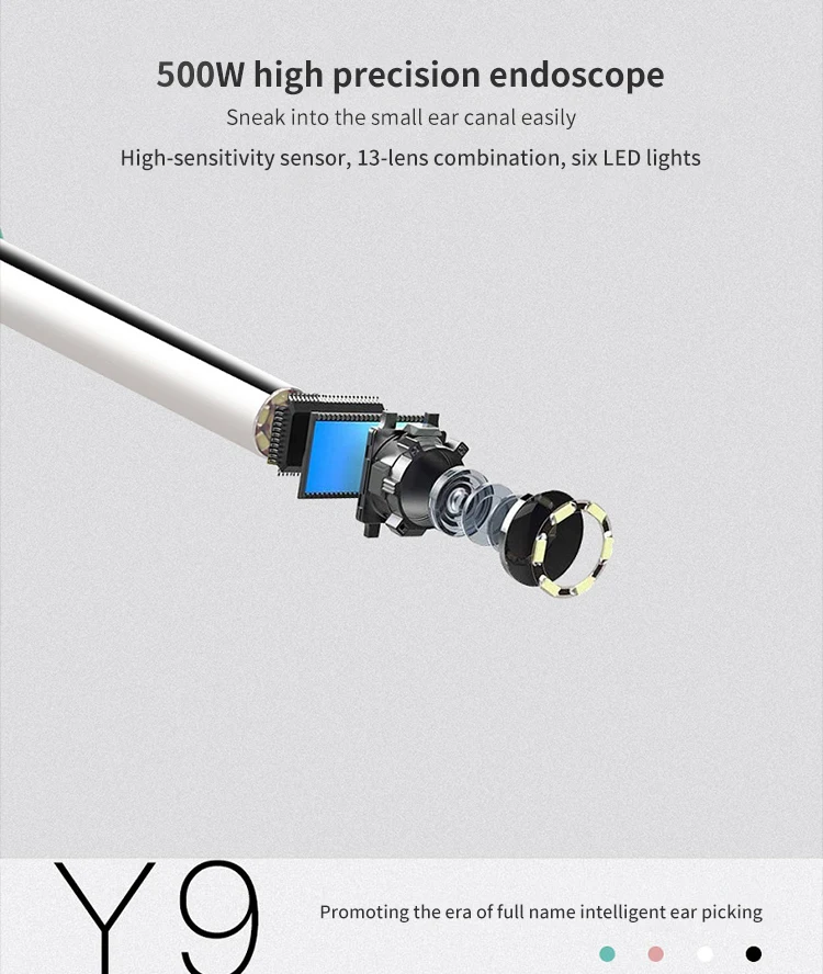 Ear spoon endoscope WIFI high clean ear artifact luminous otoscope mini camera 4.9mm/3.9mm endoscope ear spoon mirror camera