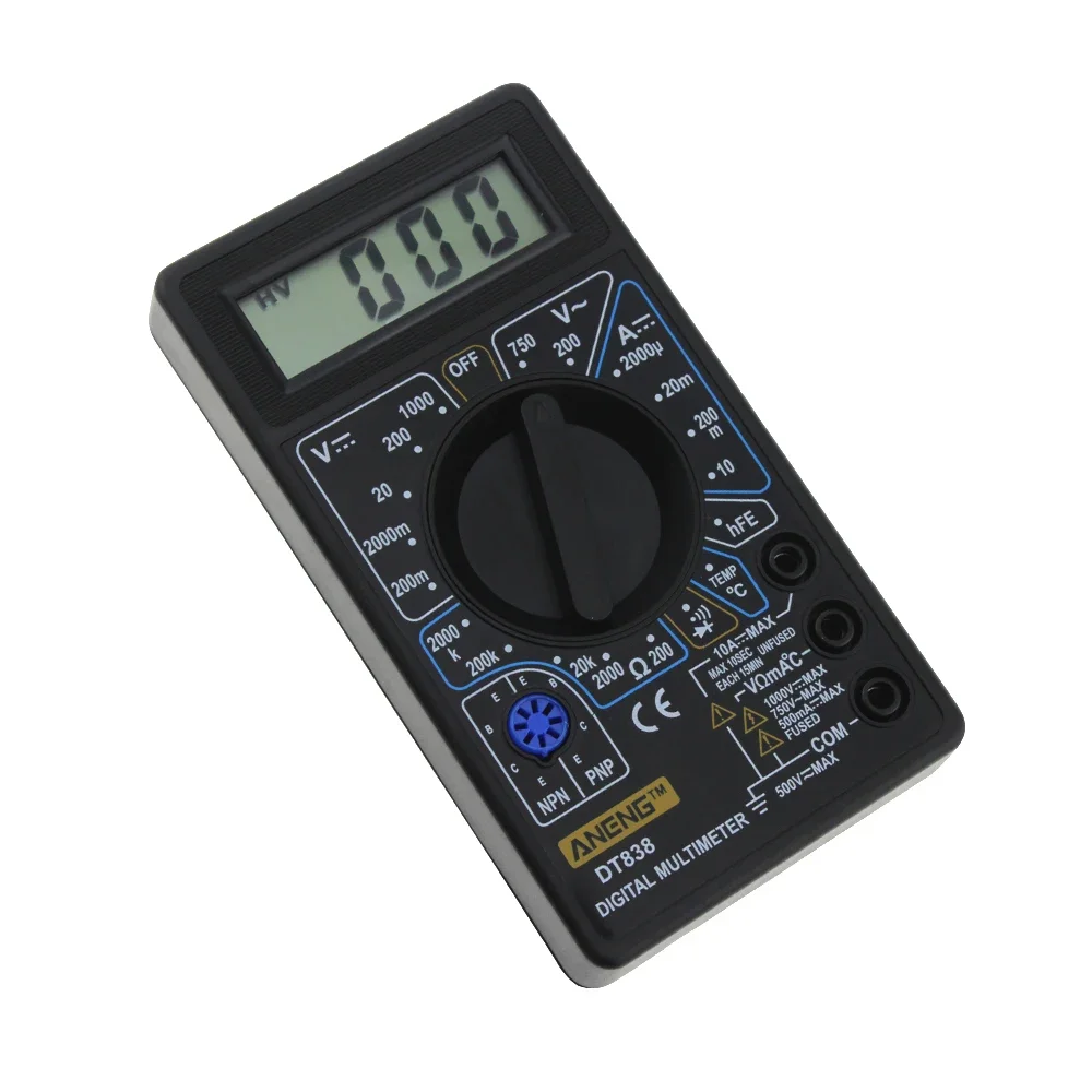 DT838 Digital Multimeter LCD AC DC Voltage Tester Voltage Resistance Diode Diode Current Electrical Voltage Meter Multimetro