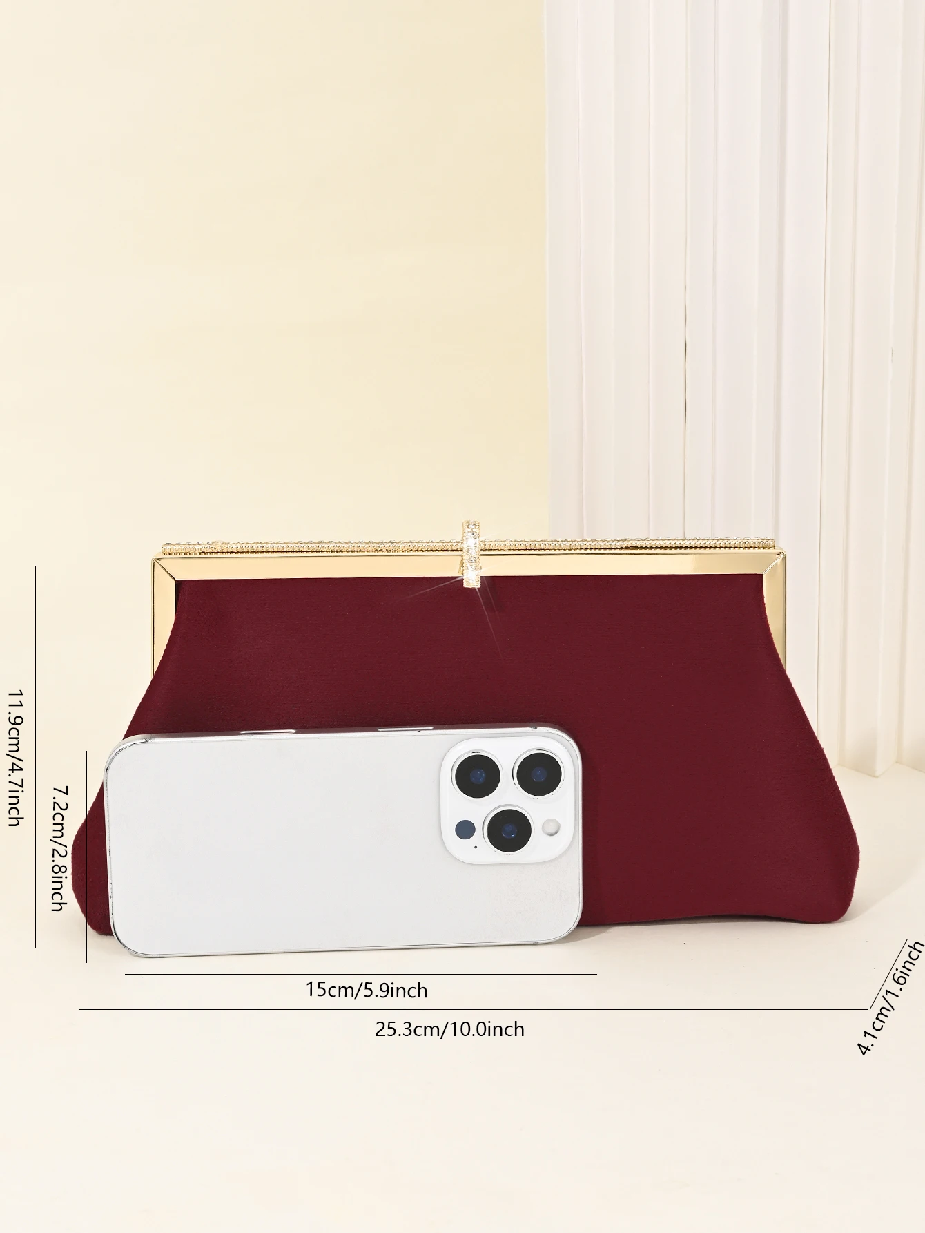 Retro-Samt-Abendtasche, funkelnde Strass-Clutch-Tasche, Fischhaken-Damentasche, Kleidertasche, passende Cheongsam-Tasche – Detail 14