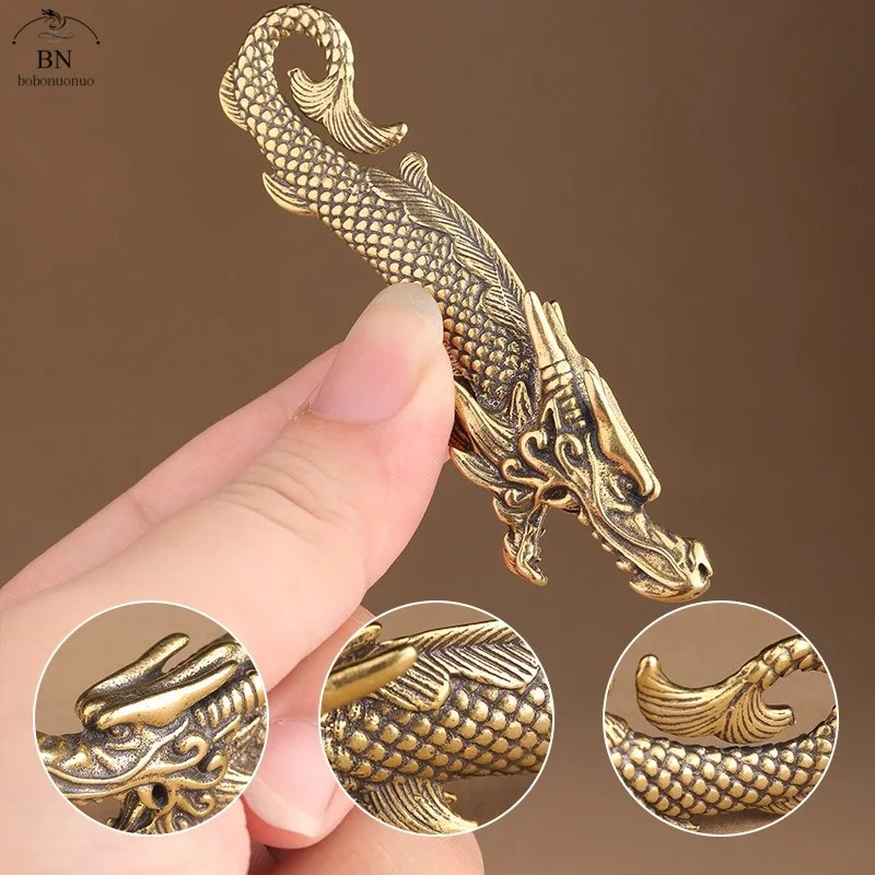 Chinese Traditional Mythical Animal Dragon Head Fish Body Statue Lucky Home Decor Crafts Antique Copper Bottle Opener Ornaments